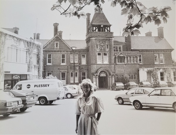 Mrs Webb outside Moor Hall 1970s small