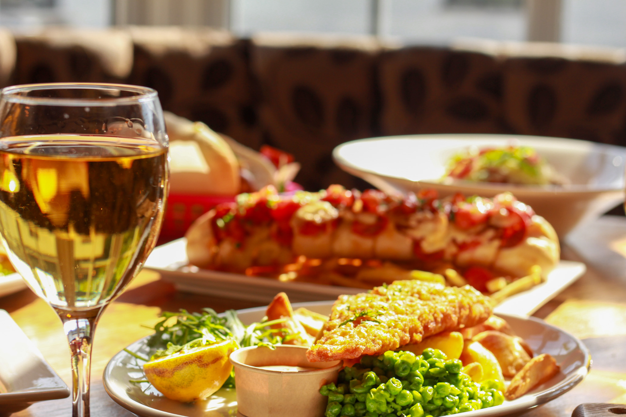 A plated meal with vegetables and a drink