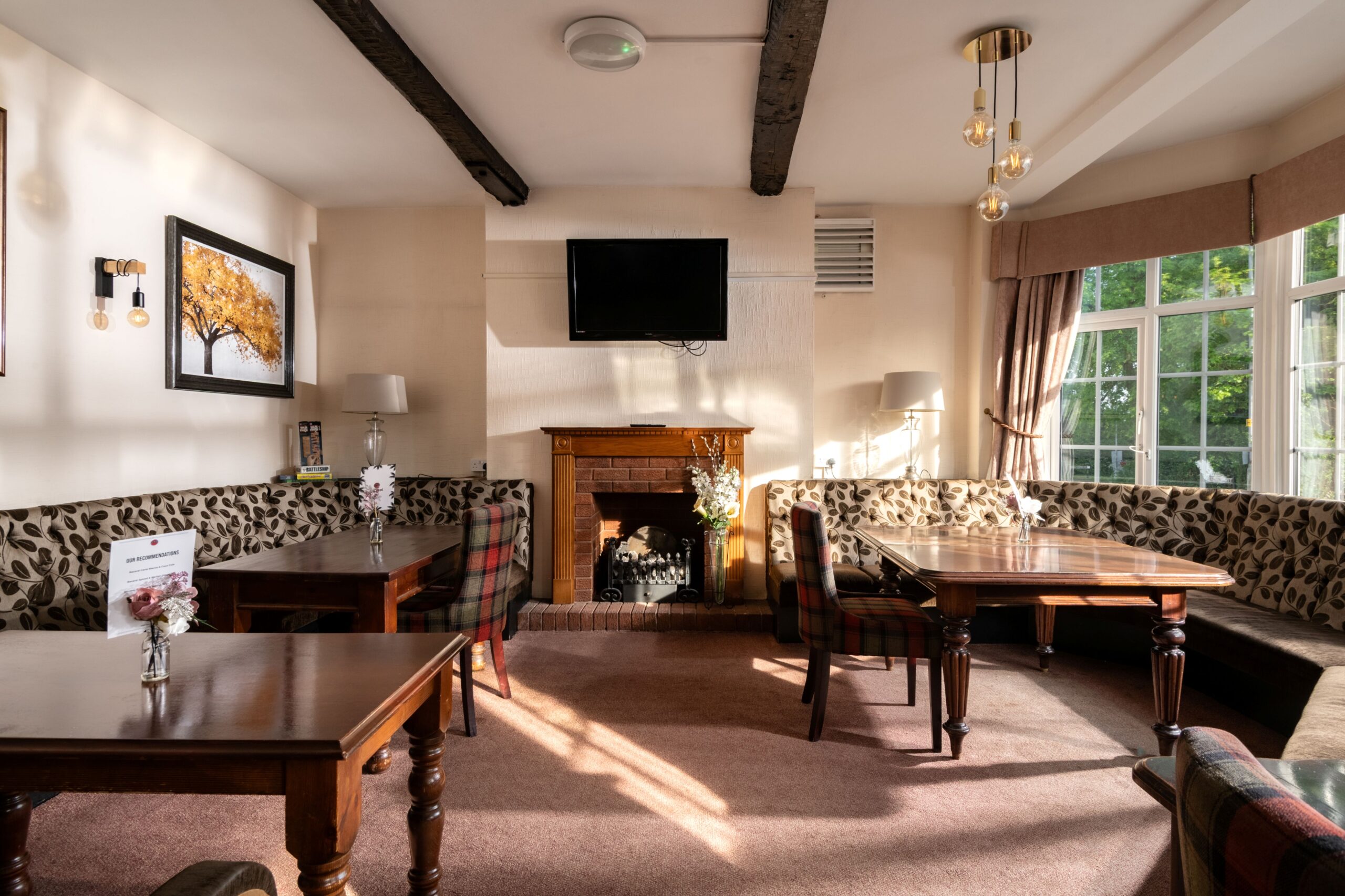 Dining tables and seating at The Cathedral Hotel